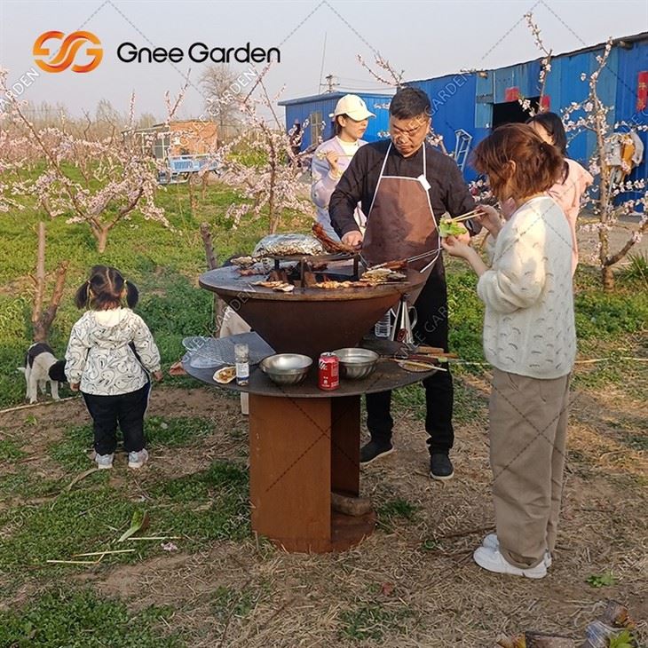 BBQ Grill Corten Steel Woodburning Barbecue