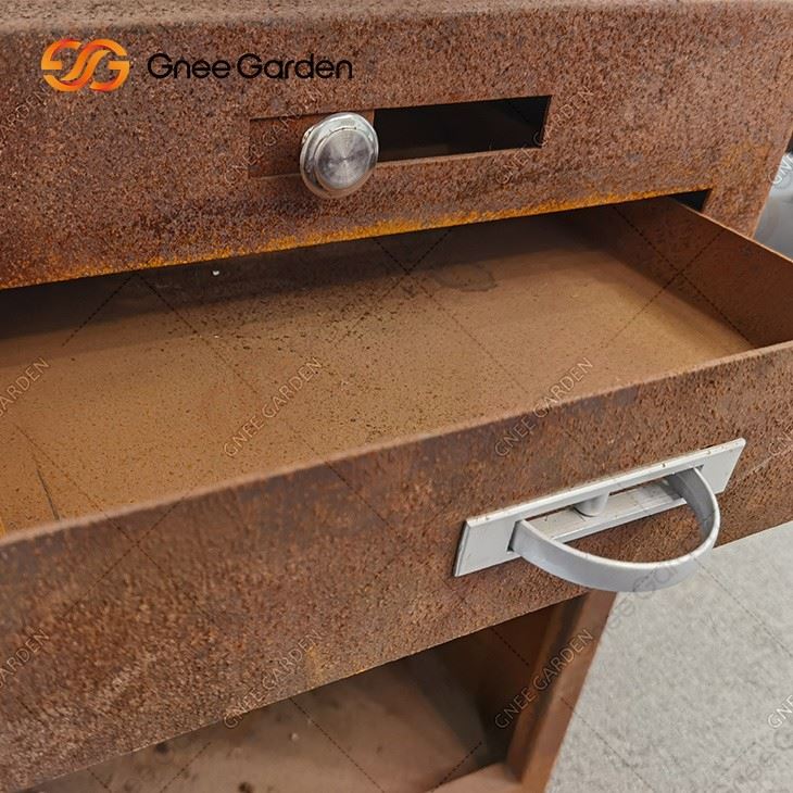 Outdoor Garden Rust Corten Bbq Corten Steel Fire Pit Bbq Grill
