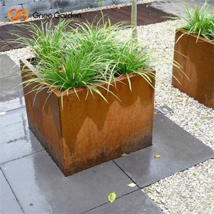 Rusty Corten Steel Outdoor Decoration Flowerpot