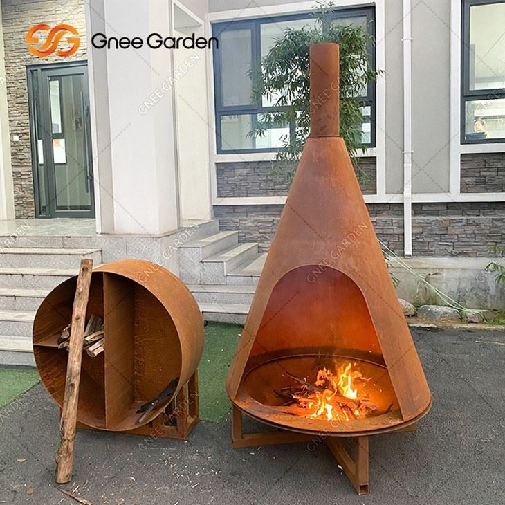 Weathering Steel Planed Outdoor Corten Steel Fireplace