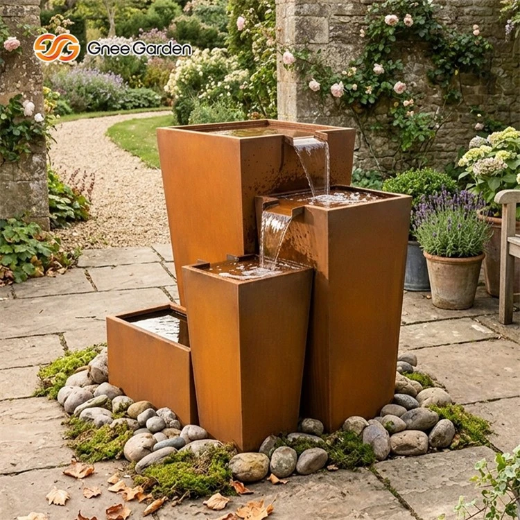 Modern Corten Steel Trough Water Feature Modern Corten Steel Trough Water Feature